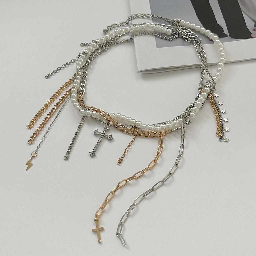 Ingemark Goth Tassel Link Pendant Choker Necklace for Women Trend 2026 Elegant Imitation Pearl Chain Wed Bridal Party Jewelry