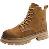 Thick-soled Martin Boots Women's Autumn and Winter New Cotton Retro Rhubarb Boots Genuine Leather Short Boots British Matte Locomotive Boots