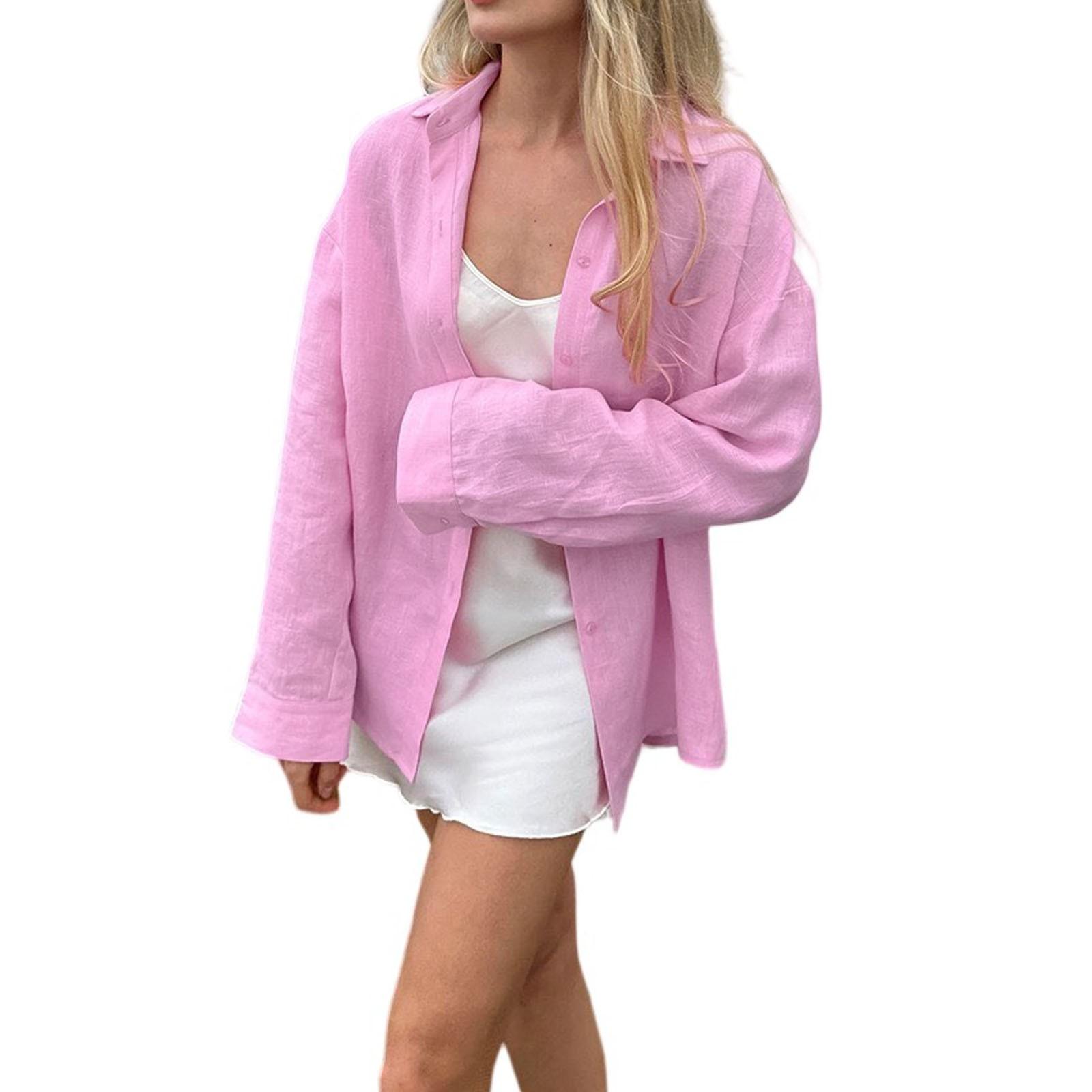 

Женская накидка с длинным рукавом на пуговицах, пляжная рубашка, одежда M розовый