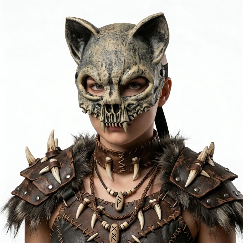 PU Foam Cats Skull Half Face Mask For Halloween Parties And Cosplay Event Lightweight And Comfortable Costume Face Cover