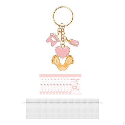 Baby Shower Favor for Guests Footprint Keychain House Key Holder Portable Keyring with Thank You Tag