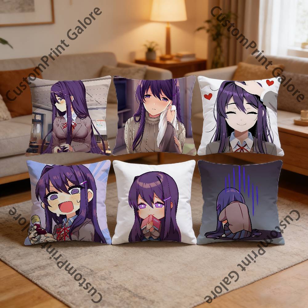 Anime Girl YYuri Pillow Cover Polyester Square Cushion Case 45 Cm Decorative for Home Couch Bed Car Decor