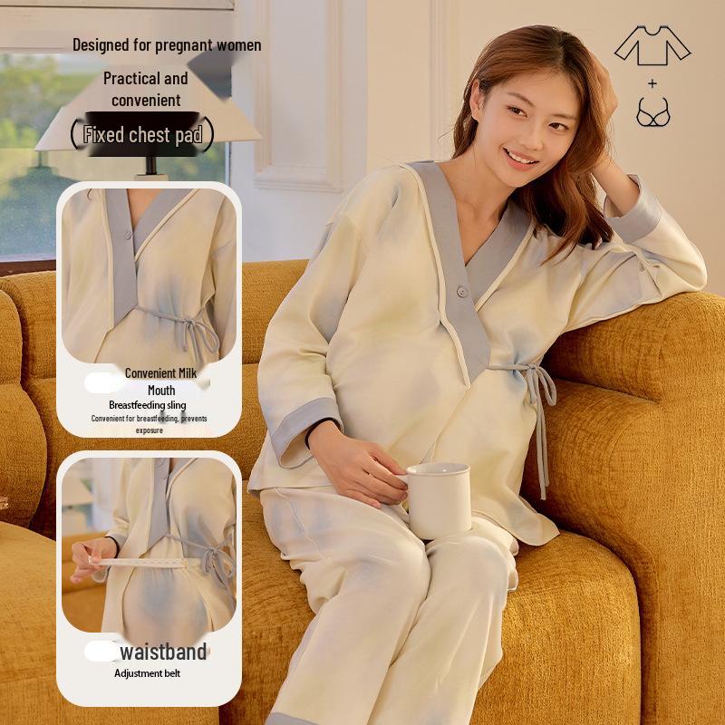 

Послеродовой пижамный комплект с подкладкой для мам больших размеров - Осенне-зимняя одежда для кормления и беременных 3XL [145-160 lbs]