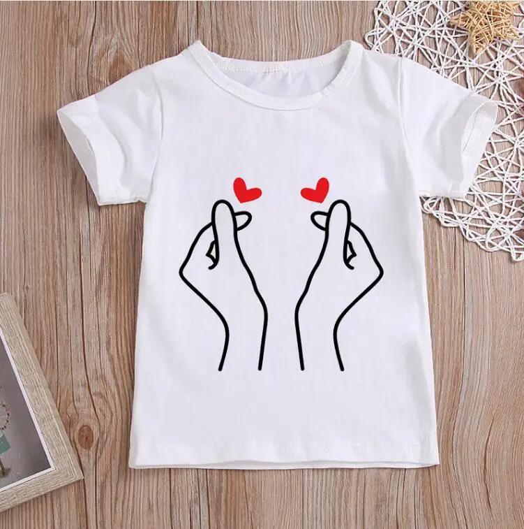 New Girls Than Heart Print T Shirt Unisex Harajuku Tee Clothes Cartoon Top Kids Girls Summer Polyester Fabric