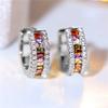Luxury Female Rainbow Zircon Stone Clip Earrings Charm Silver Color Wedding  For Women