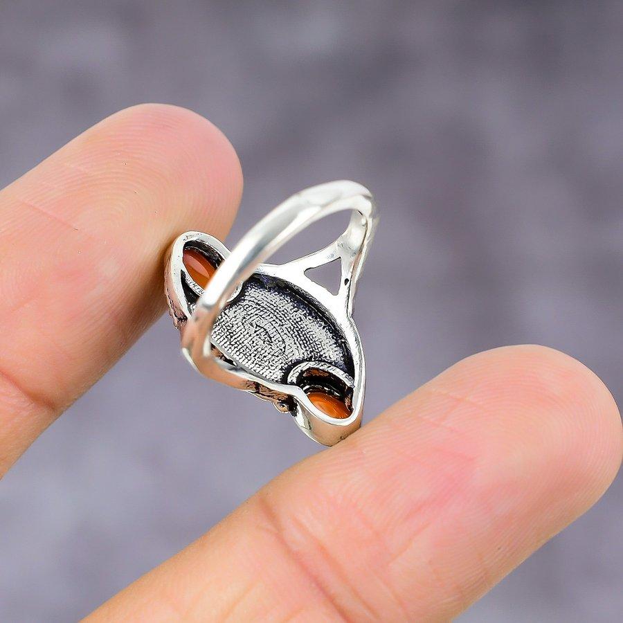 Carnelian Handmade 925 Sterling Silver Jewelry Ring Size 7 a4z42