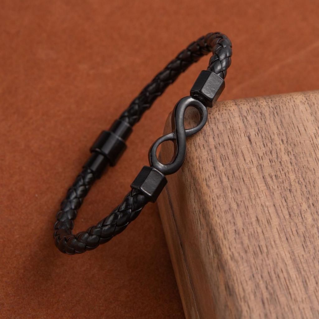 Infinite 8-Character Men'S Personalized Woven Leather Bracelet, Simple Hand Rope, Infinite Symbol Lucky Bracelet.