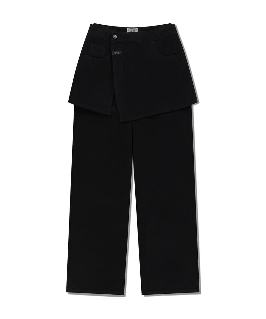 Malittepeulangsowajeobeo W Skirt Layered Denim Pants Black