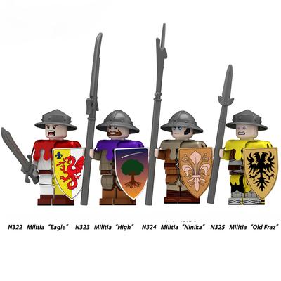Serie Medieval Soldado Miliciano Bloque de Construcción Juguetes para Niños