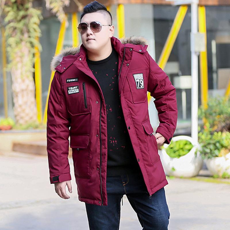 Autumn and Winter Plus Size Men's Down Jacket, Medium and Long, Thick and Warm Cotton Jacket, Fashionable Men's Down Casual Cotton Jacket,Outerwear