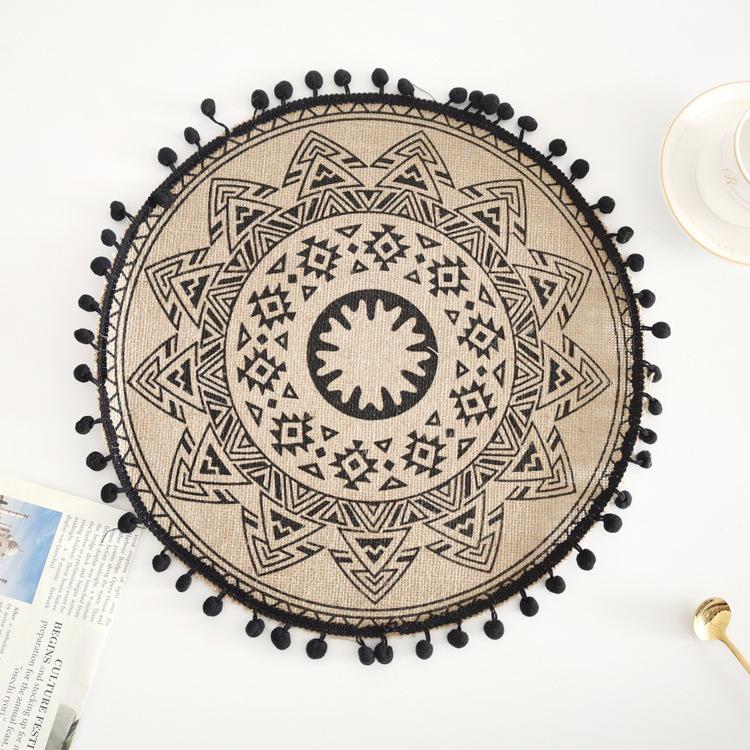 38cm Natural Vintage Jute Woven Placemats Bohemian Style Party Decoration Hanging Wall Decor Mat Vase Mat Table Mats Placemat