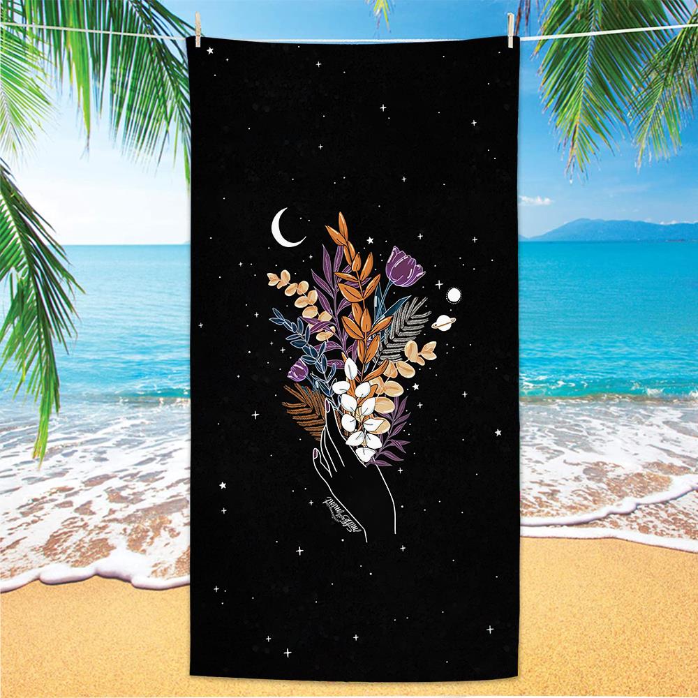 Microfiber Green Floral Sand Free Beach Towels Quick-Dry Palm Leaves Mandala Summer Swimming Pool Bath Towel for Adult Travel