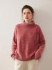 Autumn/Winter 2025 Women's Cashmere High Neck Loose Cardigan, Marled Yarn Knit, Plus Size.