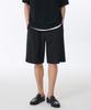 Crepe One-Pleat Wide Elastic Shorts [Black]