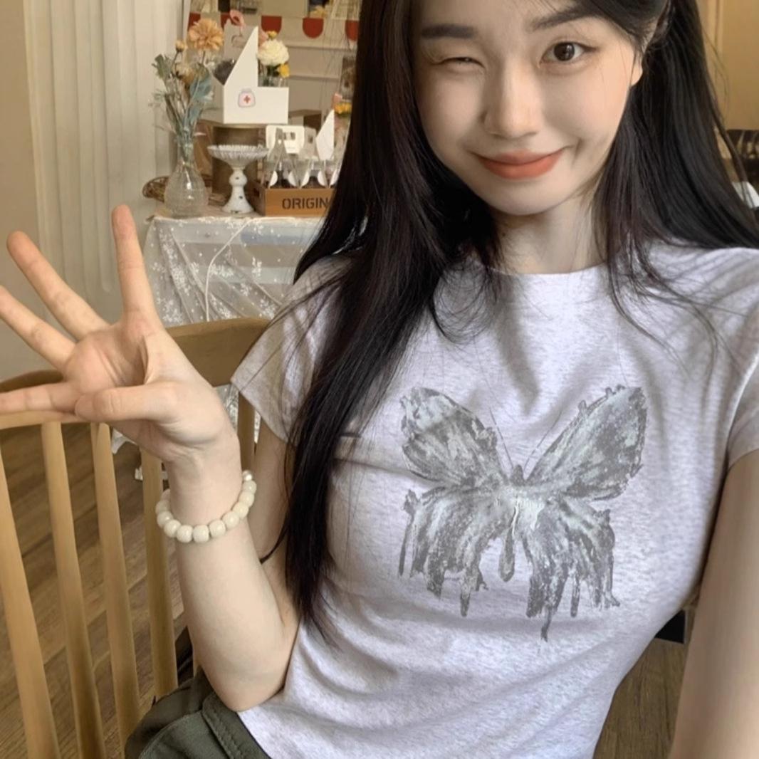 

Women s Slim Fit Short Sleeve Summer Top - Pure Desire Dopamine Dressing S Premium хізер сірий колір