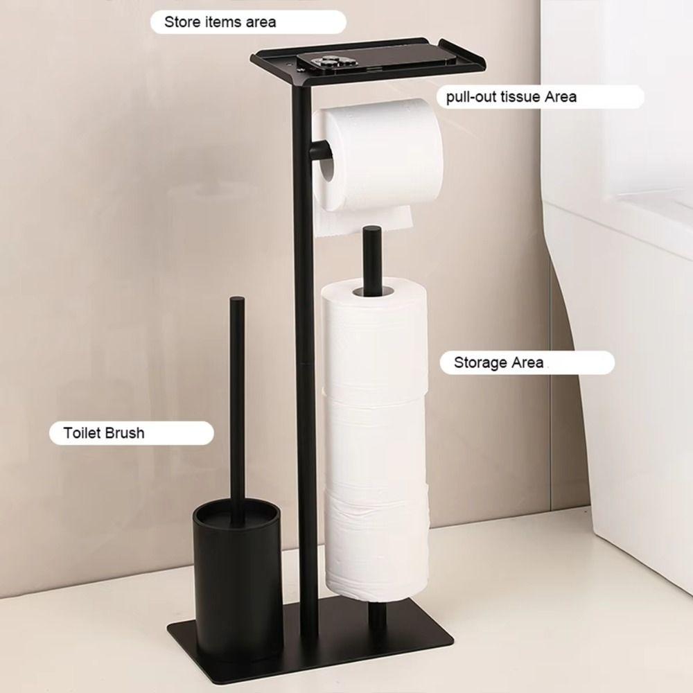 Stainless Steel Floor Standing Toilet Roll Holder Freestanding Tissue Dispenser  Hotel Bathroom