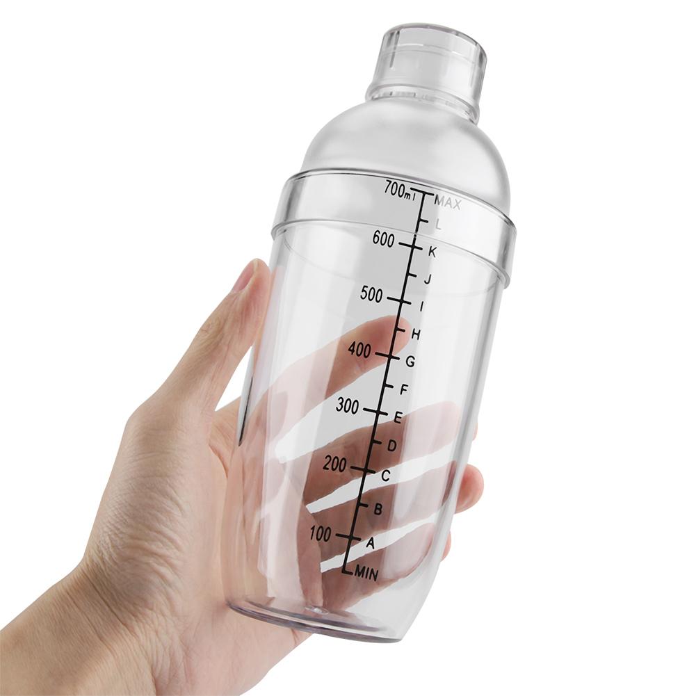Sızıntı Önleyici Şeffaf PC Reçine Kokteyl Çalkalayıcı Mikser Ölçek Çubuğu Aracı ile(700ml)