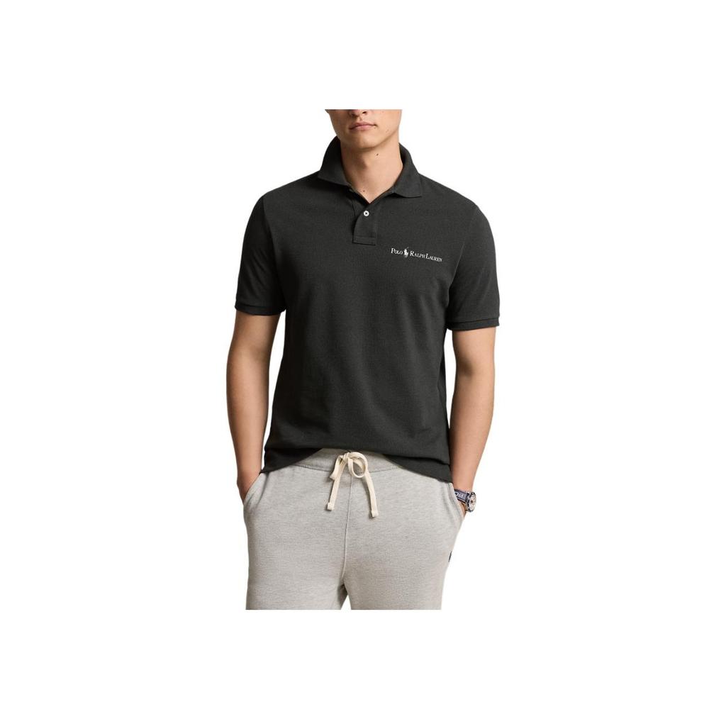 Polo Ralph Lauren Classic Letter Logo Print Casual Short Sleeve Polo Shirt Men tops Vintage-Black MNPOKNI1N822960-001