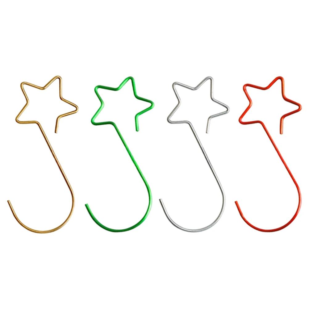 Metal Ornament Hooks Star Design 20 Pieces for Christmas Tree Decorations 5cm Waterproof Gold Green Silver Red