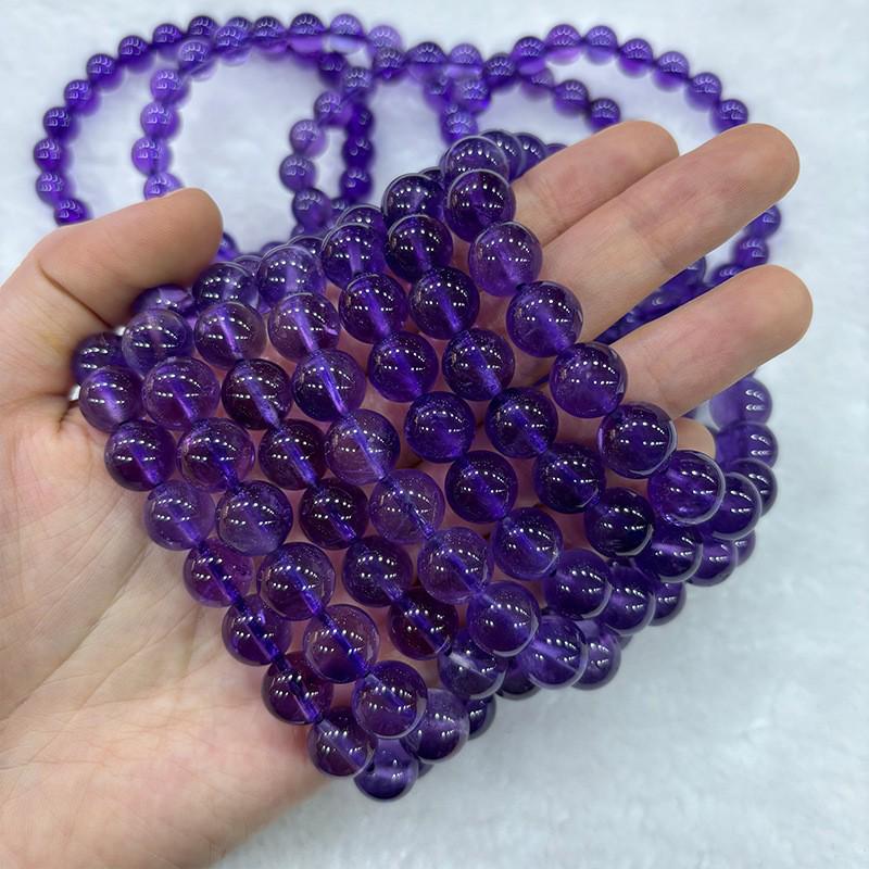 Urugwajskie lawendowe ametystowe okrągłe koraliki - naturalne kamienne akcesoria do biżuterii DIY