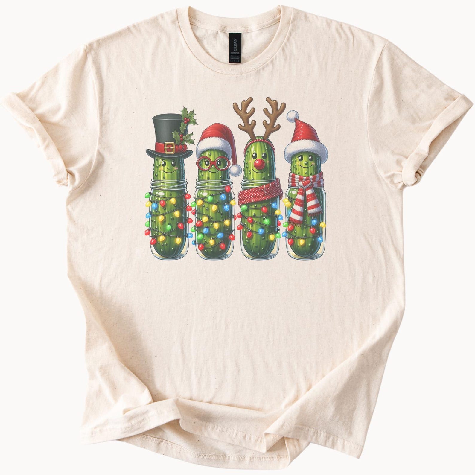 Christmas Pickle Jar Shirt Funny Holiday Cactus Lights Santa Hats Reindeer Antlers Cute Graphic Christmas TShirt 160