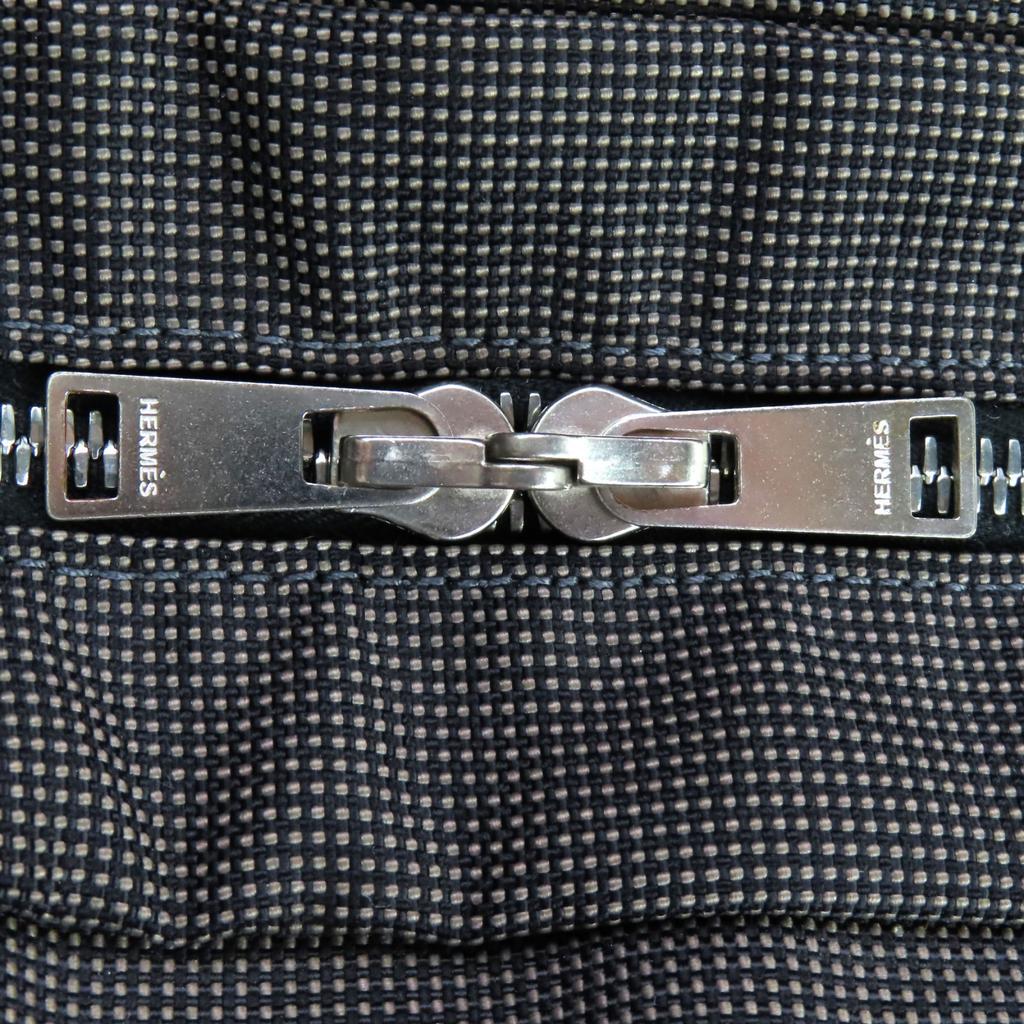 Great HERMES Tote Bag Her Line MM H Logo with Serie Buttons On Canvas Gray Women Used