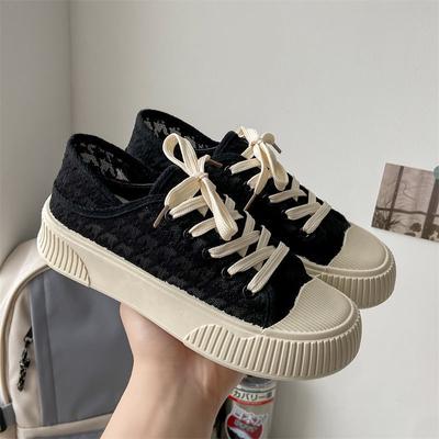 Mode Schwarz Herbst Mode frauen Schuhe Trend 2024 Nette Chunky Casual Frau Schuh Flache Niedrigen Frühling Bequem und Elegante Leinwand Hit