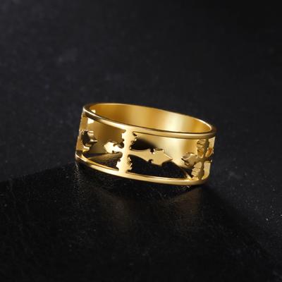 Hollow Cross Ring for Women Men Stainless Steel Engagement Rings Hip Hop Religious Christian Jewelry Couple Gifts New