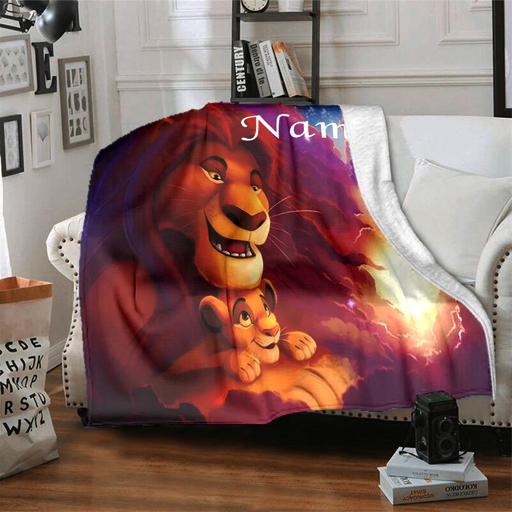 Custom Name Lion Adventure Party Blanket For Couch Bed Plush Cozy Fuzzy Blanket Super Soft Warm Blankets For Fall And Winter 0916268