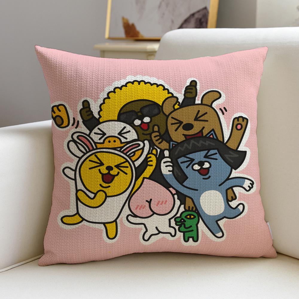 Popular KKakao FriendsS Cushion Cover Breathable and skinfriendly linen pillowcase square removable and washable cushion