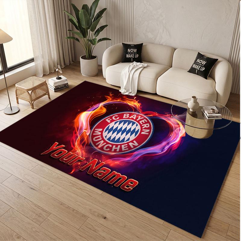 Custom Rug Bayern Munich Pattern Print Name Text Soft Non‑Slip Floor Carpet for Home Indoor Decoration
