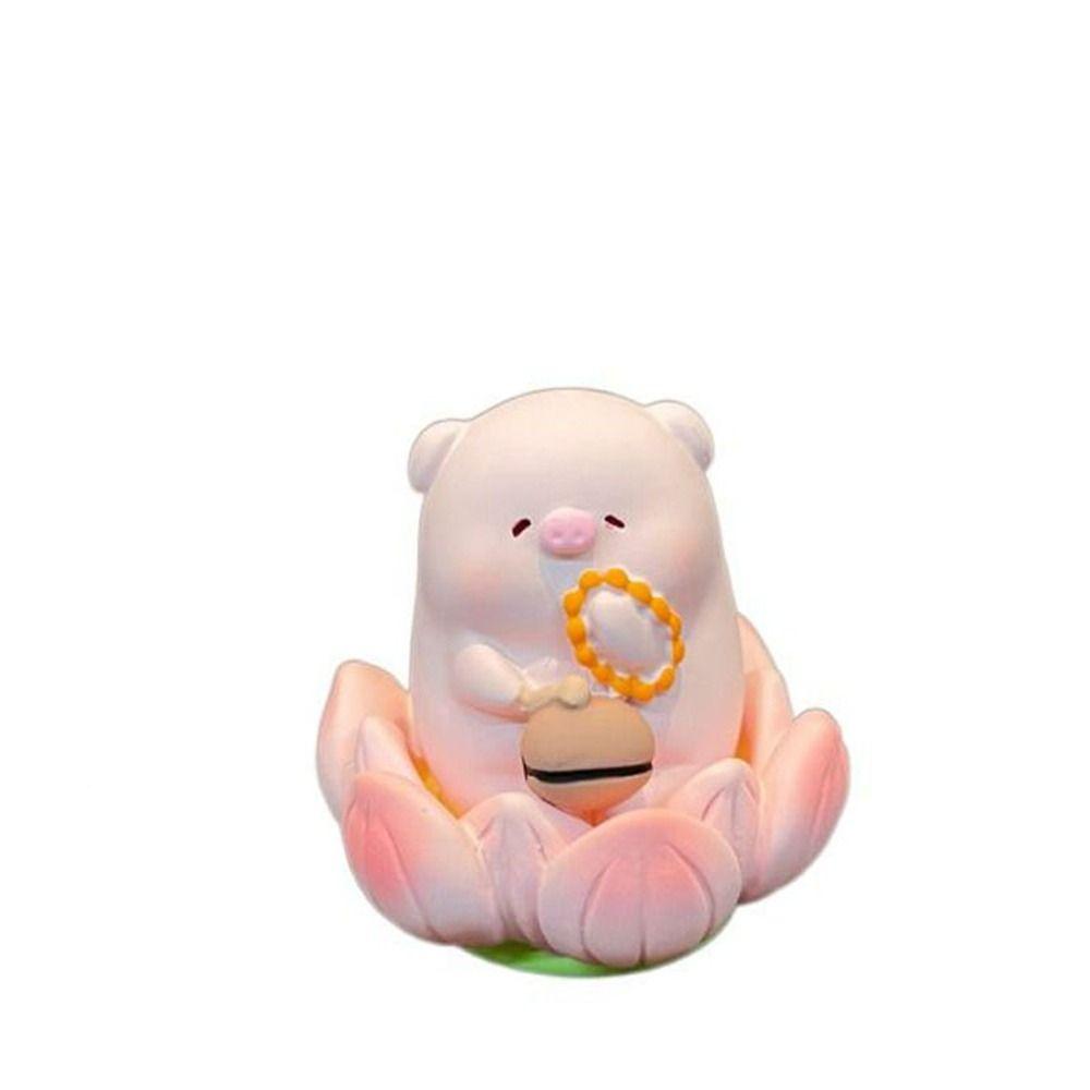 Cartoon Good Luck Lotus Ornament Buddha Style Capybara Model Figure Lotus Pig Car Ornaments Office