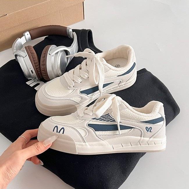 New velvet warm moral training shoes autumn and winter students thick-soled high-value two-cotton board shoes