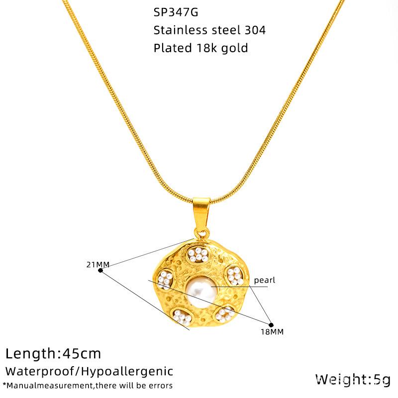 

Премиальное ожерелье из нержавеющей стали женское с бирюзовым жемчугом, персонализированная подвеска в стиле легкой роскоши, ожерелье из титановой стали