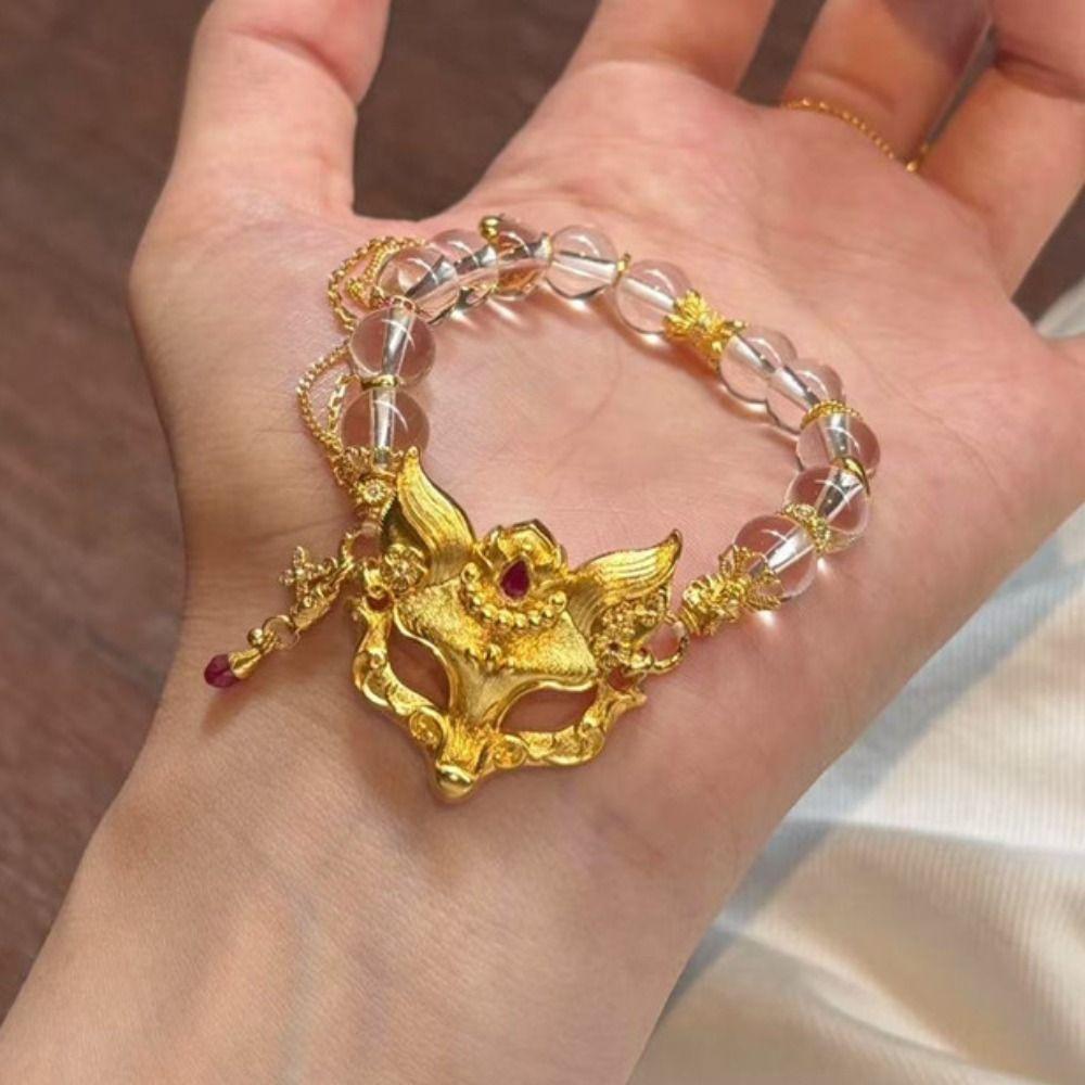 Elegant Chinese Style Necklace Zinc Zinc Alloy Handmade Bead Bracelet Vixen Mask Bracelet  Gift