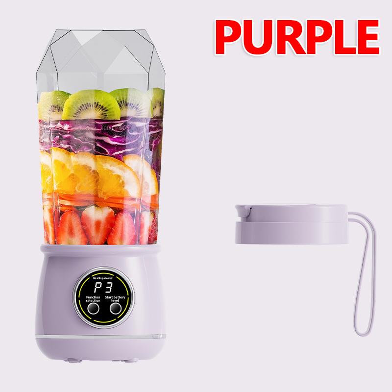 

2025 New Portable Blender 550ml Juice Maker Stainless Steel Blades 2 in 1 Smoothie Shaker Bottle for Sports Travel Home Use фіолетовий