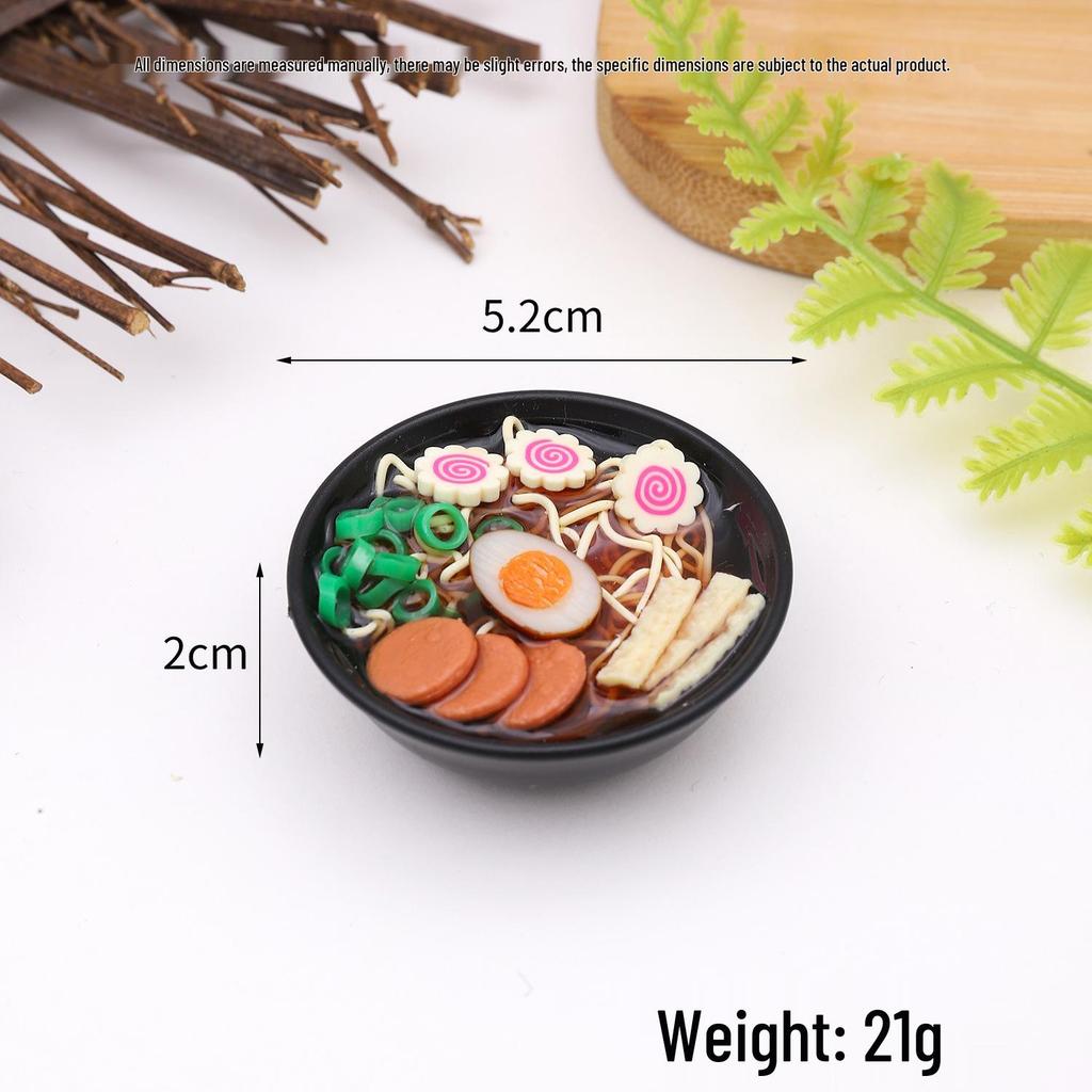 Mini Japanese Ramen Bowl Pendant - Creative Food Model Toy with Seafood Noodles
