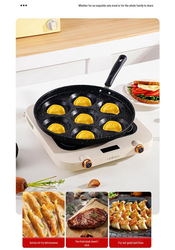 Seven-hole Non-stick Maifan Stone Frying Pan for Eggs and Pancakes.