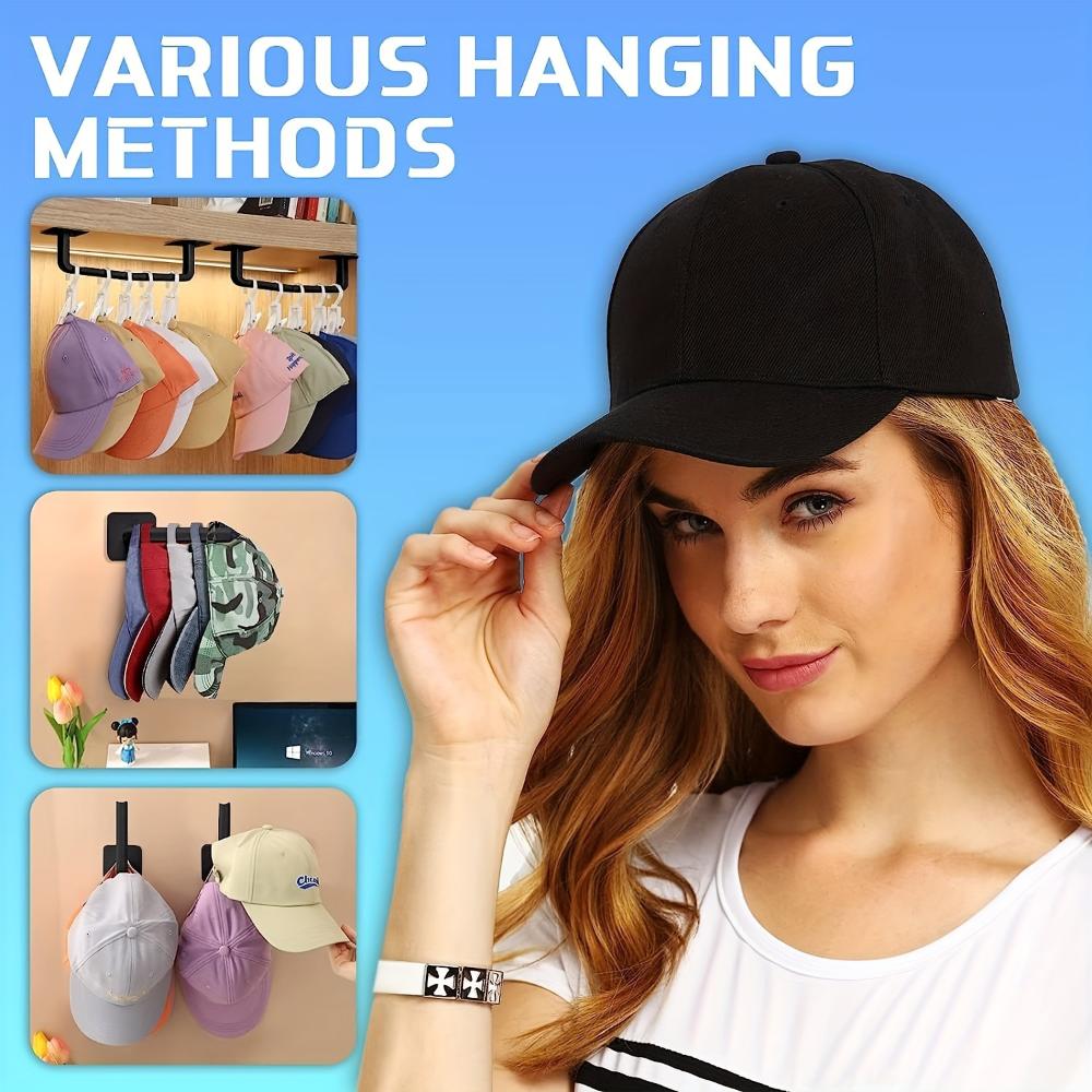 2/4/6Pcs Caps Holder Hat Rack For Baseball Caps Adhesive Hat Hooks For Wall Cap Hanger Storage No Drilling Hat Display Organizer