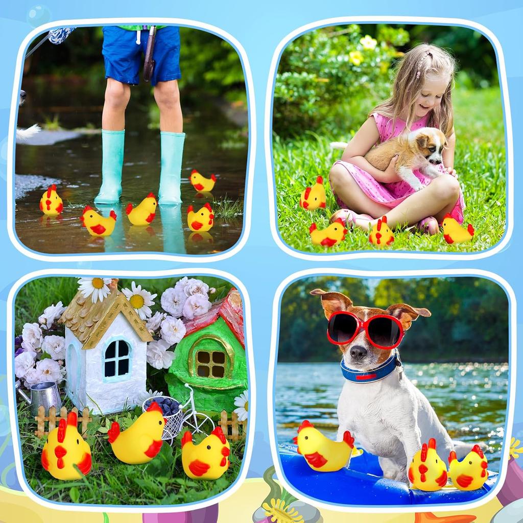50 Pcs Yellow Rubber Chicken Squeak Mini Rubber Chicks Squeezable Chicken Squeaky Toy Chicken Noisemaker for Shower Bath Birthday Novelty Favors