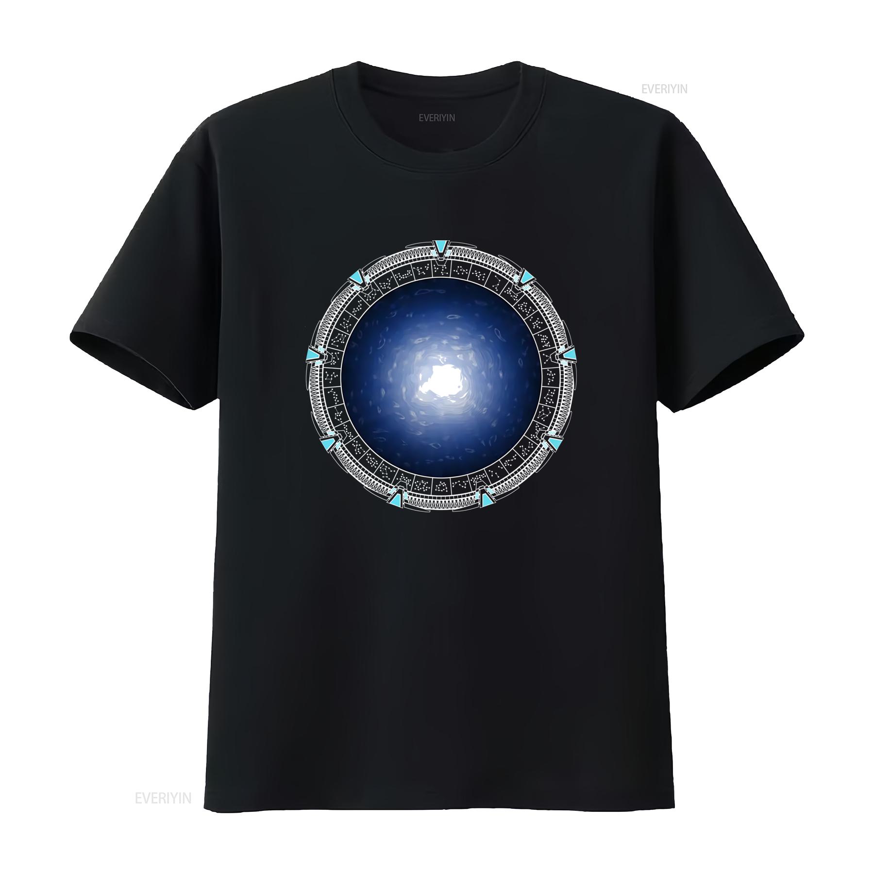 

Stargate Atlantis Inspired Colorful Adult T Shirt Sci Fi Portal Design for Fans vintage Washed Slightly streetwear Stylish 4XL