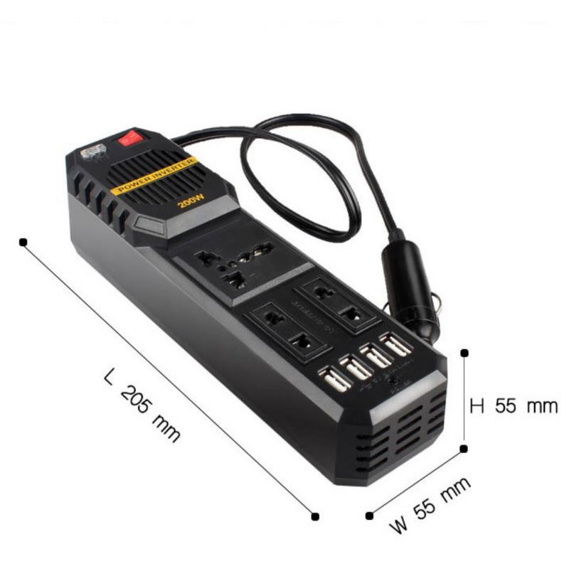 1Pcs 200W Car Inverter Dc 12V To Ac 220V 4 Usb Fast Charging Socket Power Adapter Power Supply