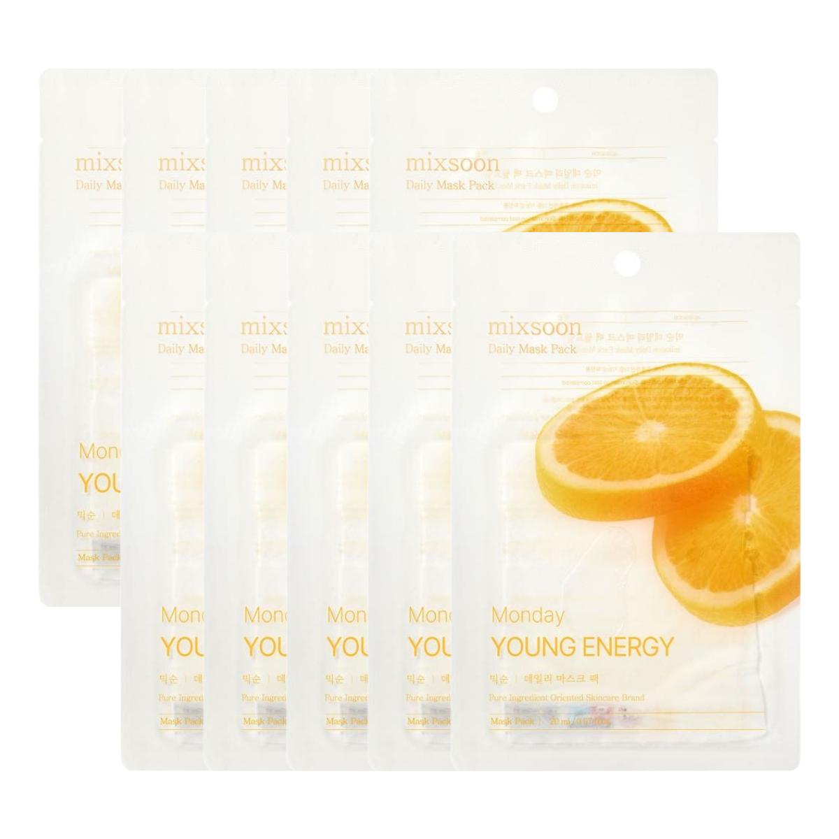 mixsoon Daily Mask Pack Monday Hydrating & Refreshing Morning Boost Facial Sheet 25ml (10 Sheets)