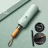 New Three-Fold Business Automatic Folding Umbrella Retro Wooden Handle Reinforced Wind-Resistant Enlarged Umbrella Face Men'S Ra