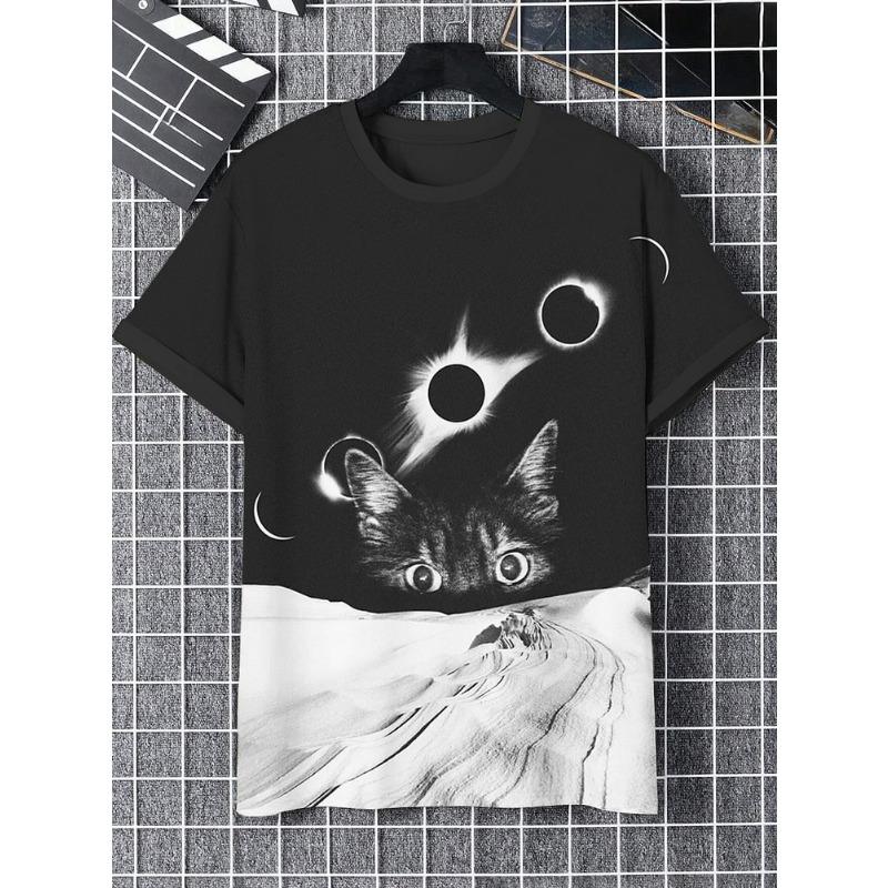 2026 New Samurai Cat 3D Men's T-shirt Fashion Cool Daily T shirt Casual Short Sleeve Top Outdoor Holiday