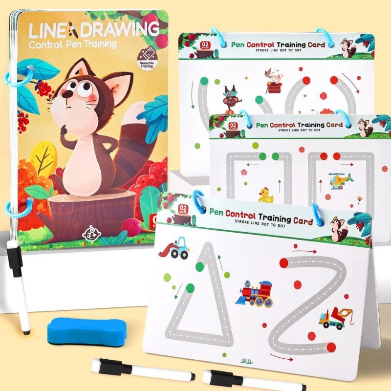 1SET erasable pen control training kindergarten baby early education enlightenment card pen movement hierarchical training concentration toy