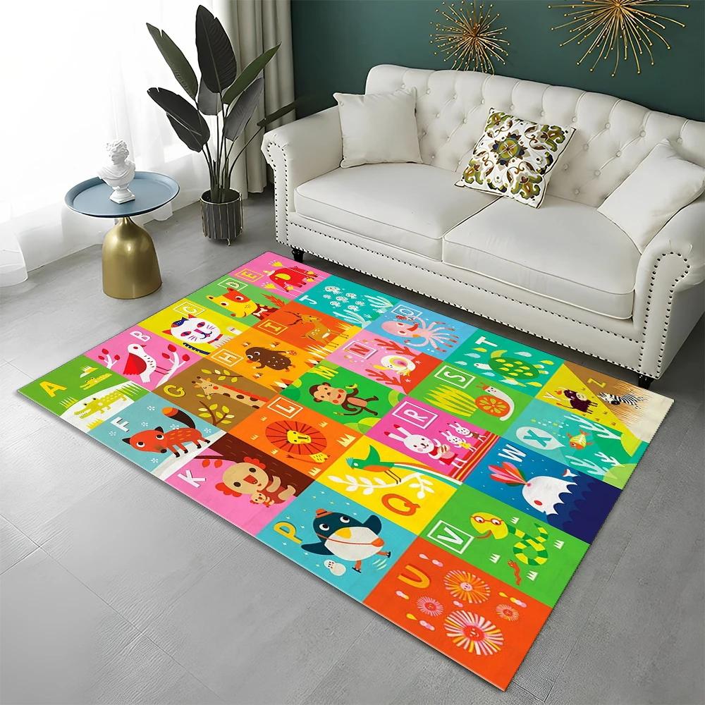 ABC Early Education Cartoon Kids Playroom Alphabet Children Crawling Area Rug,Carpet for Living Room Bedroom Sofa,Non slip Mat