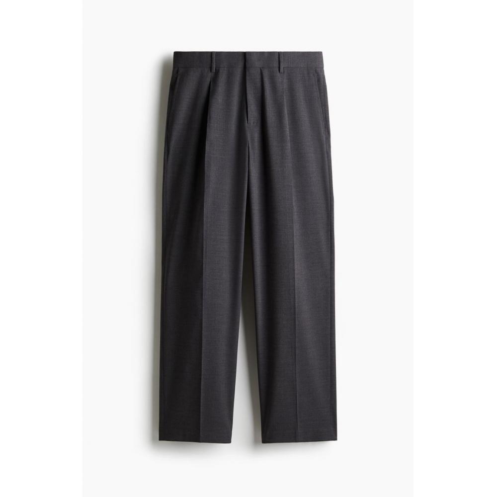 H M Relaxed Fit Suit Pants Dark Grey