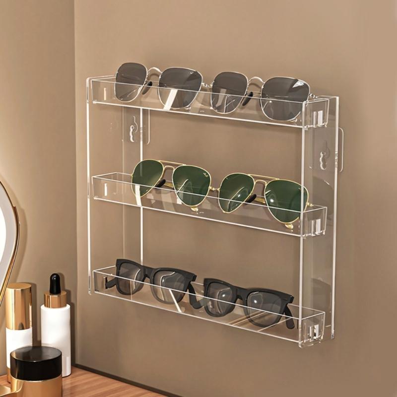 J0MC Sunglasses Wall Mounted Glasses Holder,Clear Eyeglass Display Rack for Multiple Eyeglasses Gifts