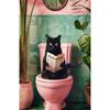Trendy Bathroom Cat Pooping Reading In The Toilet Animal Canvas Painting Wall Art Print Bathroom Home WC Decor